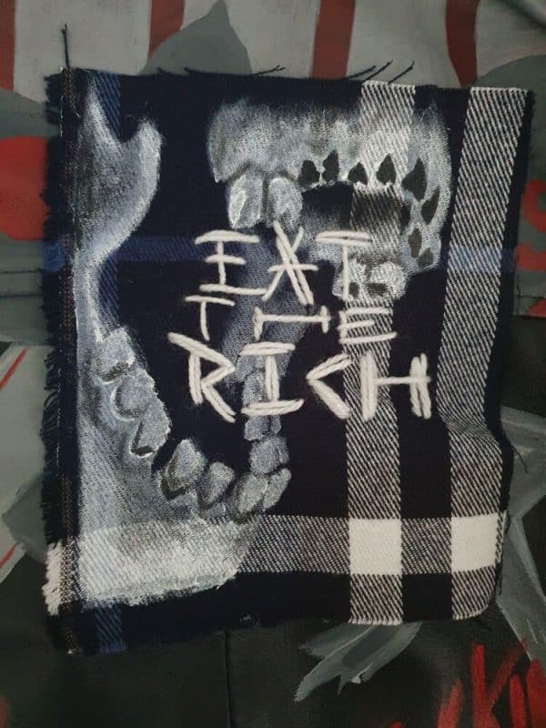 Eat The Rich Skeleton Fabric Patch - Image 2