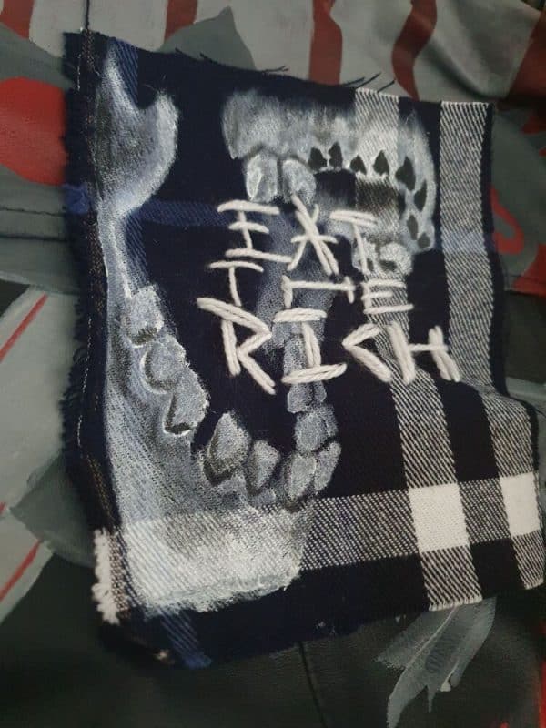 Eat The Rich Skeleton Fabric Patch